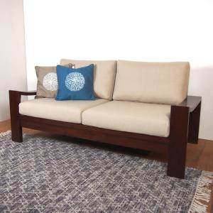 MODERN WOOD SOFA　チークソファ　W165cm　シンプル　｜pasar-store