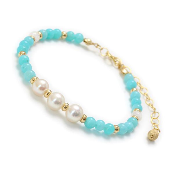 【aco classic】4mmブレスレット アコヤ真珠・アマゾナイト