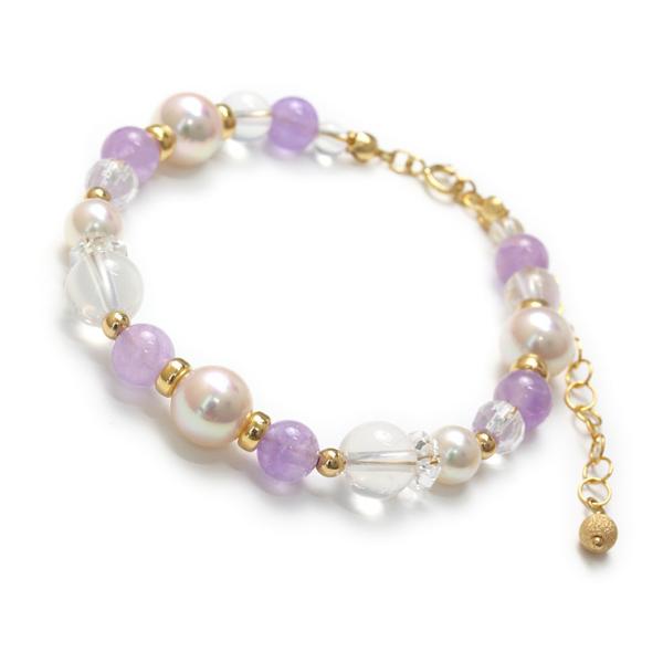 【aco classic】アコヤ真珠・誕生石ブレスレット 2月ラベンダーアメジスト