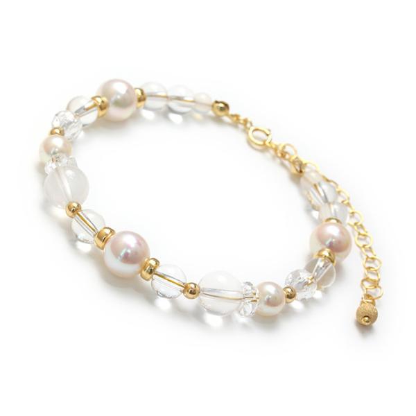 【aco classic】アコヤ真珠・誕生石ブレスレット 4月クリスタル