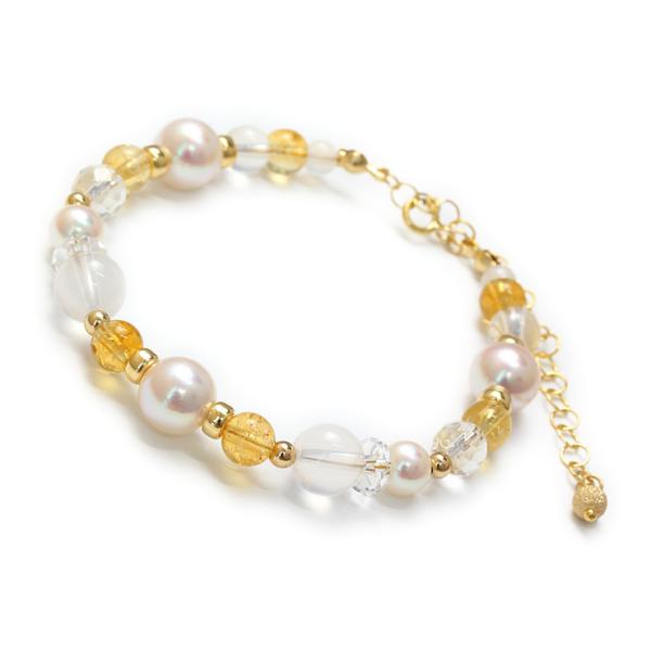 【aco classic】アコヤ真珠・誕生石ブレスレット 11月シトリン