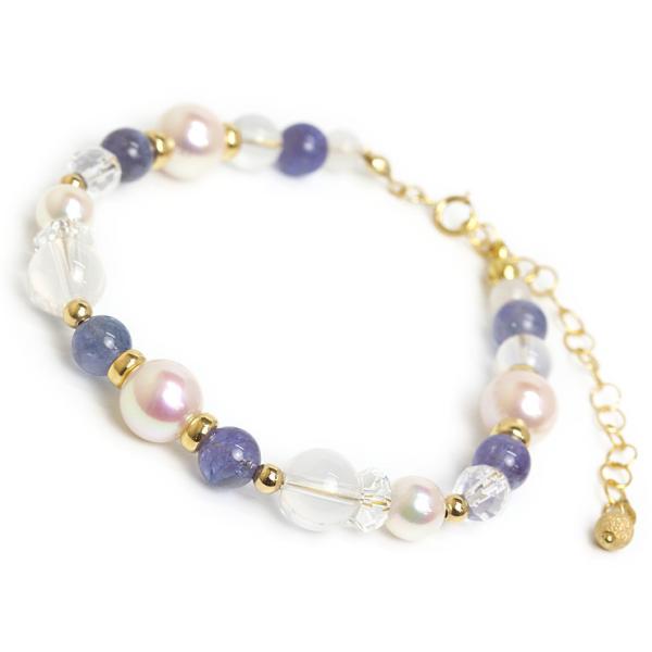 【aco classic】アコヤ真珠・誕生石ブレスレット 12月タンザナイト
