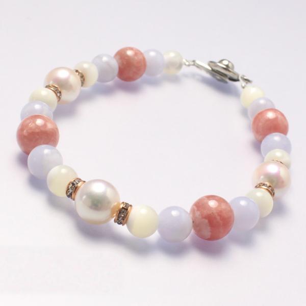 【aco classic】アコヤ真珠・インカローズ ブレスレット（留め具タイプ）