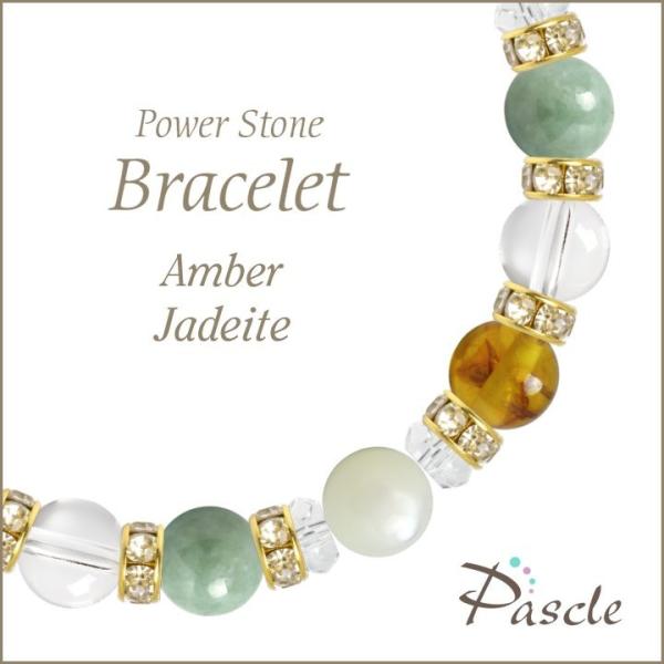 パワーストーン ブレスレット アンバー・翡翠 健康 金運 仕事運 誕生石 5月 願望成就