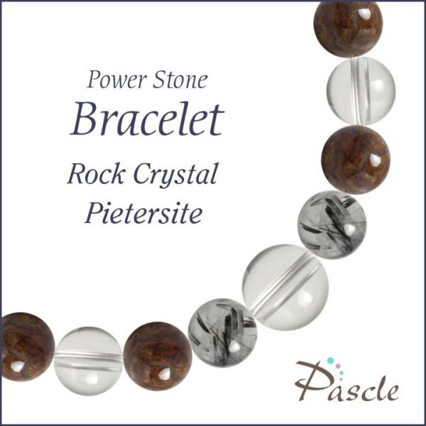 パワーストーン ブレスレット クリスタル（本水晶）・ピーターサイト 誕生石 4月 仕事運 恋愛成就 ...