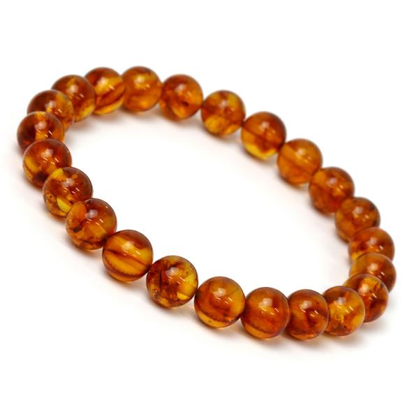 アンバー（琥珀）8mm シンプルブレスレット