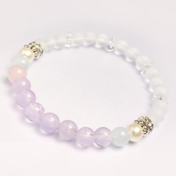 ラベンダーアメジスト・フロスト水晶 デザインブレスレット