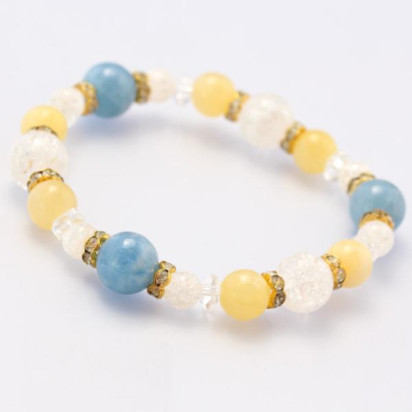 アクアマリン・アラゴナイト デザインブレスレット