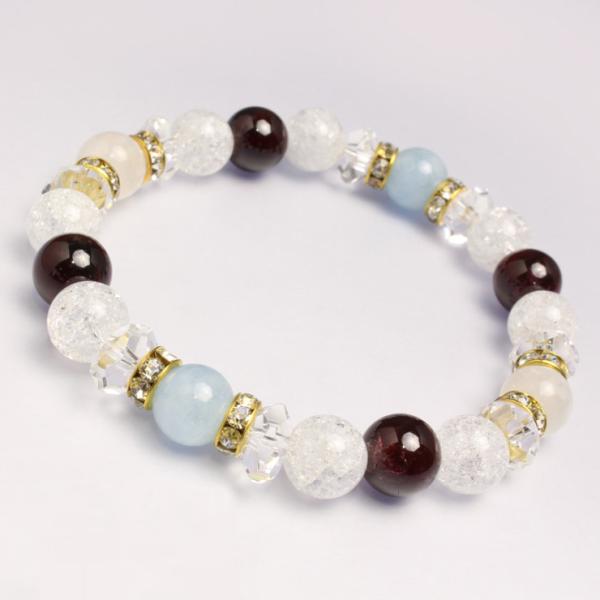 アクアマリン・ガーネット デザインブレスレット