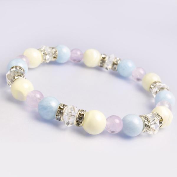 アクアマリン・マザーオブパール デザインブレスレット