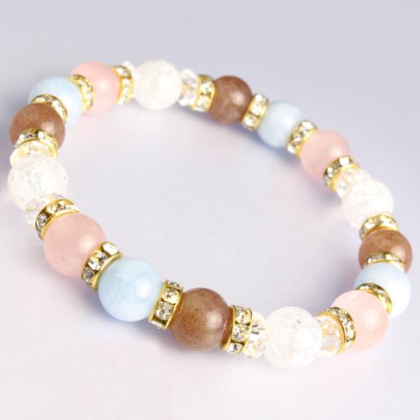 アクアマリン・ローズクォーツ デザインブレスレット