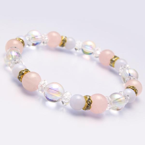 レインボークォーツ・ローズクォーツ デザインブレスレット