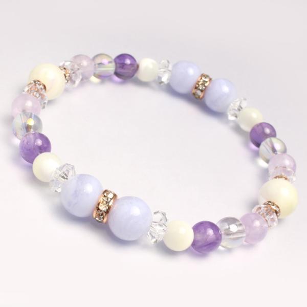 ブルーレースアゲート・マザーオブパール デザインブレスレット