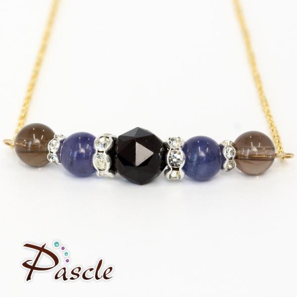 ブラックスピネル・タンザナイト チェーンネックレス（14KGF）