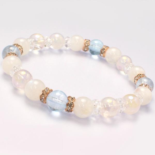 ブルートパーズ・ブルームーンストーン デザインブレスレット