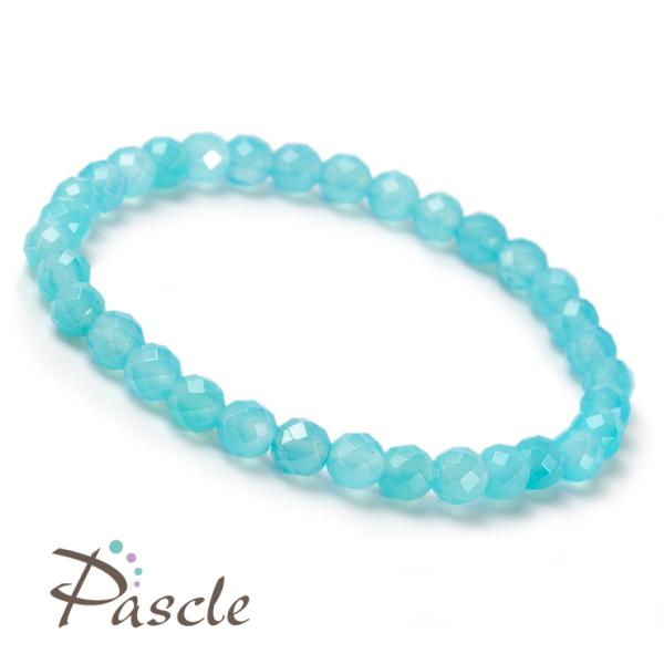 シーブルーカルセドニー 64面カット 6mm シンプルブレスレット