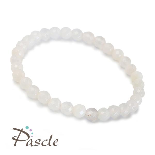 ホワイトカルセドニー（64面カット) 6mm シンプルブレスレット