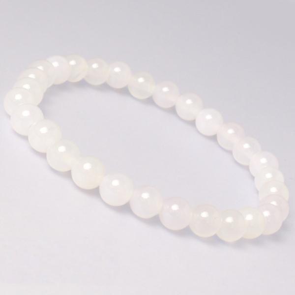 ホワイトカルセドニー6mm シンプルブレスレット
