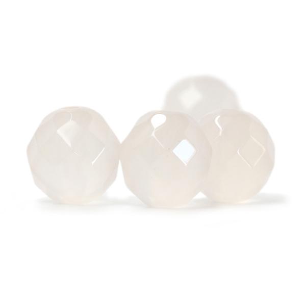 【粒売り/バラ売り】ホワイトカルセドニー（64面カット) 8mm