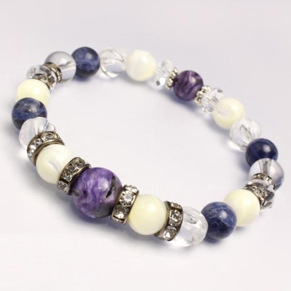 チャロアイト・マザーオブパール デザインブレスレット