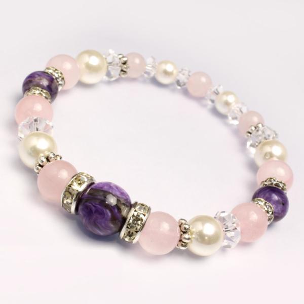 チャロアイト・ローズクォーツ デザインブレスレット