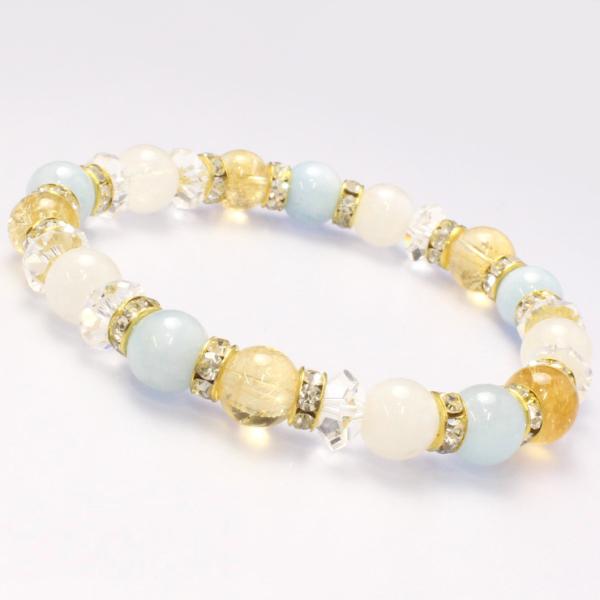 シトリン・アクアマリン デザインブレスレット