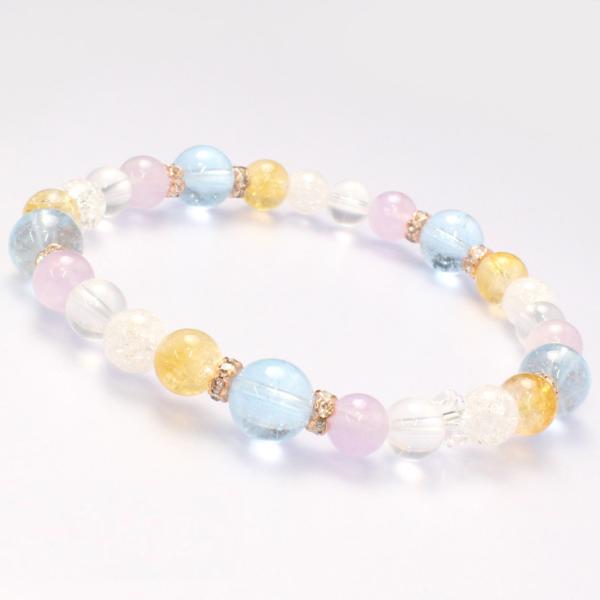 シトリン6mm・ブルートパーズ デザインブレスレット