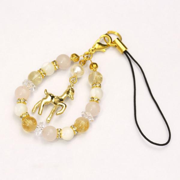 シトリン・ローズクォーツ チャームストラップ