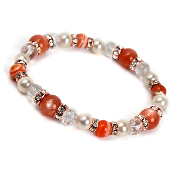 うお座（2/19〜3/20）オレンジムーンストーン 星座石レディースブレスレット