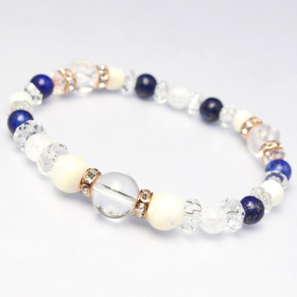 クリスタル・ラピスラズリ デザインブレスレット