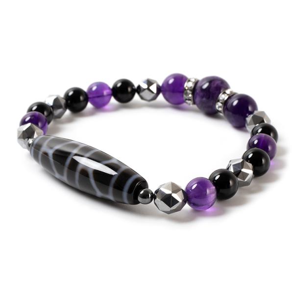 亀甲長壽天珠・チャロアイト ジー（dZi）デザインブレスレット