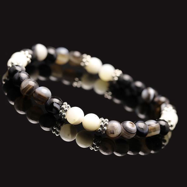 天眼石（アイアゲート）6mm メンズブレスレット