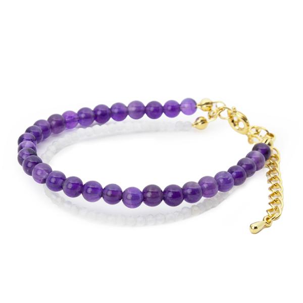 【fine】アメジスト・ホワイトムーンストーン 2連デザインブレスレット パワーストーン/天然石/ギ...