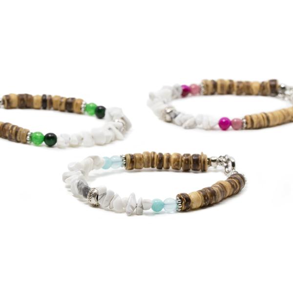 【fine】ハウライト・ココナッツ デザインブレスレット レディース