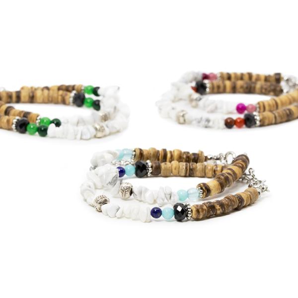 【fine】ハウライト・ココナッツ デザインブレスレット ペア