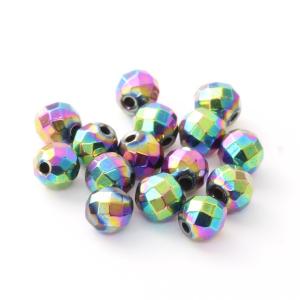 【粒売り/バラ売り】ヘマタイト(レインボーコーティング)4mm (32面カット)