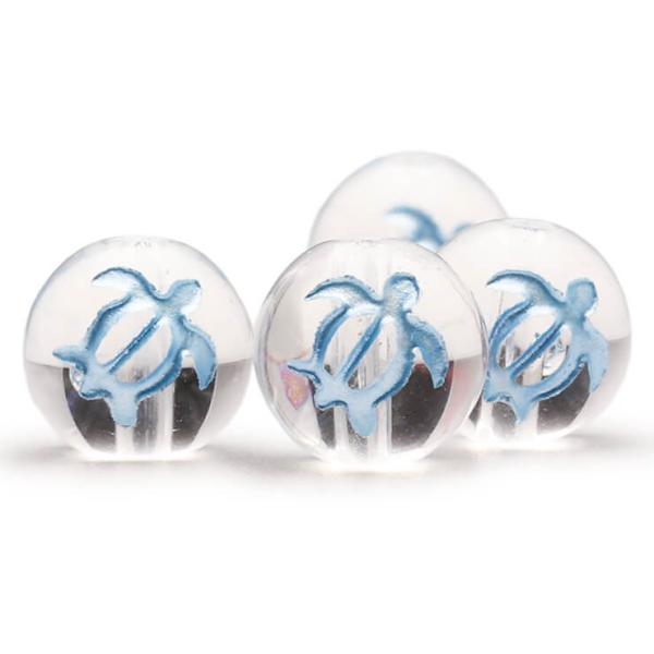 【粒売り/バラ売り】ホヌクリスタル（ブルー彫り） 8mm