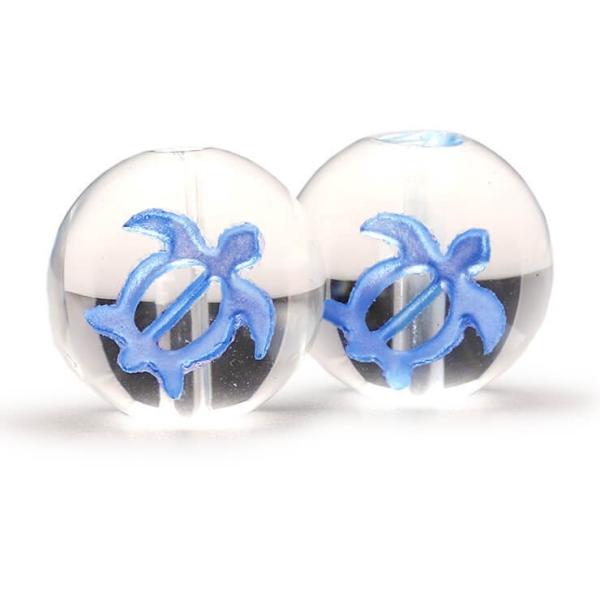 【粒売り/バラ売り】ホヌクリスタル（ブルー彫刻） 12mm