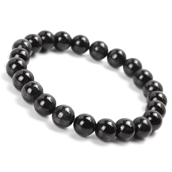 黒翡翠（ブラックジェダイト）8mm シンプルブレスレット