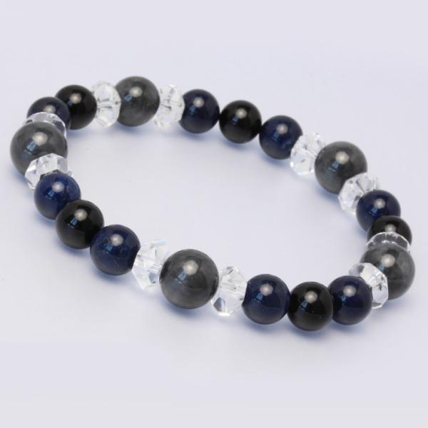 黒翡翠・デュモルチェライト デザインブレスレット