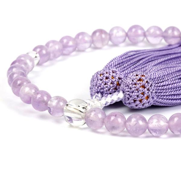 【彩や】 京念珠 藤雲石（ラベンダーアメジスト） シンプル念珠（女性用）