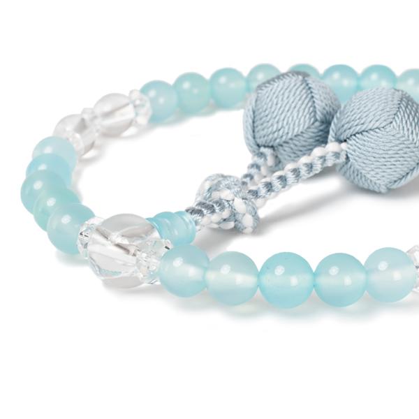 【彩や】シーブルーカルセドニー デザイン念珠（子供用）