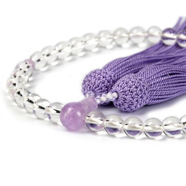 【彩や】 京念珠 本水晶 シンプル念珠（女性用） 親玉ラベンダーアメジスト