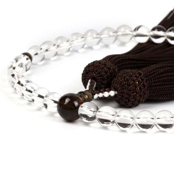 【彩や】 京念珠 本水晶 シンプル念珠（女性用） 親玉スモーキークォーツ