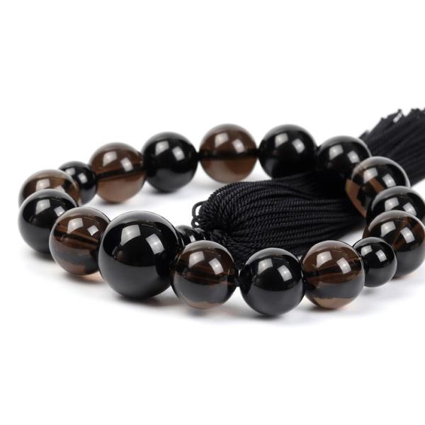 【彩や】 京念珠 煙水晶（スモーキークオーツ）・オニキス デザイン念珠（子ども用）