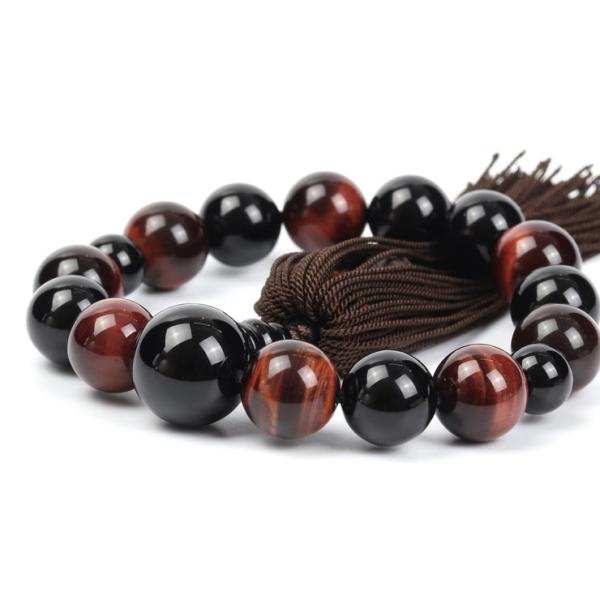 【彩や】 京念珠 赤虎目石（レッドタイガーアイ）・オニキス デザイン念珠（子ども用）
