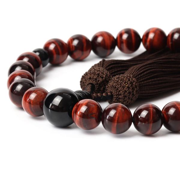 【彩や】 京念珠 赤虎目石（レッドタイガーアイ） シンプル念珠（男性用）