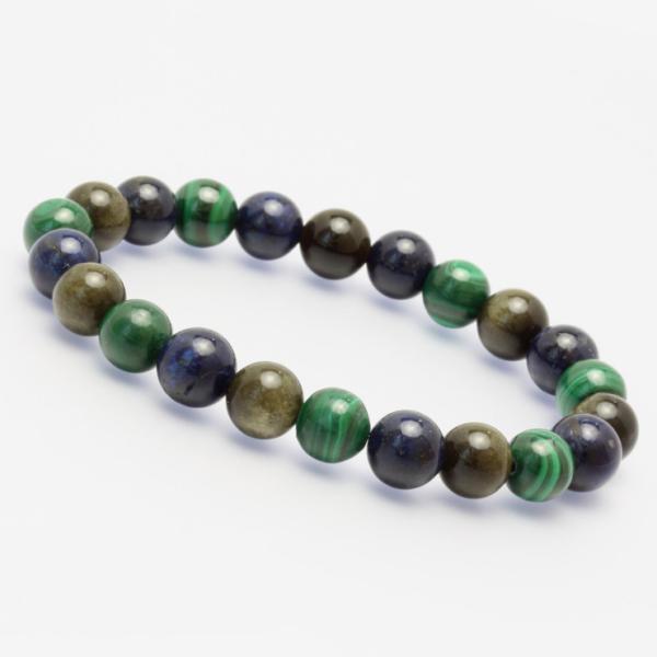 マラカイト・デュモルチェライト デザインブレスレット