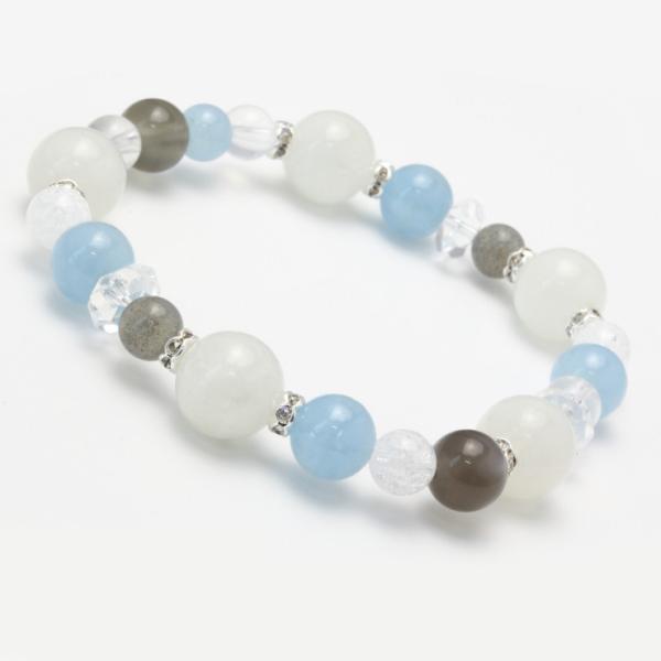ブルームーンストーン・アクアマリン デザインブレスレット