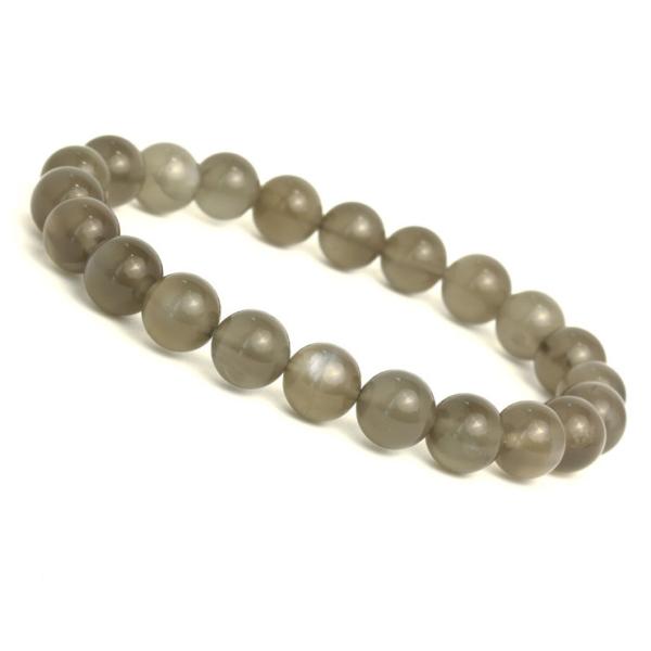 グレームーンストーン8mm シンプルブレスレット